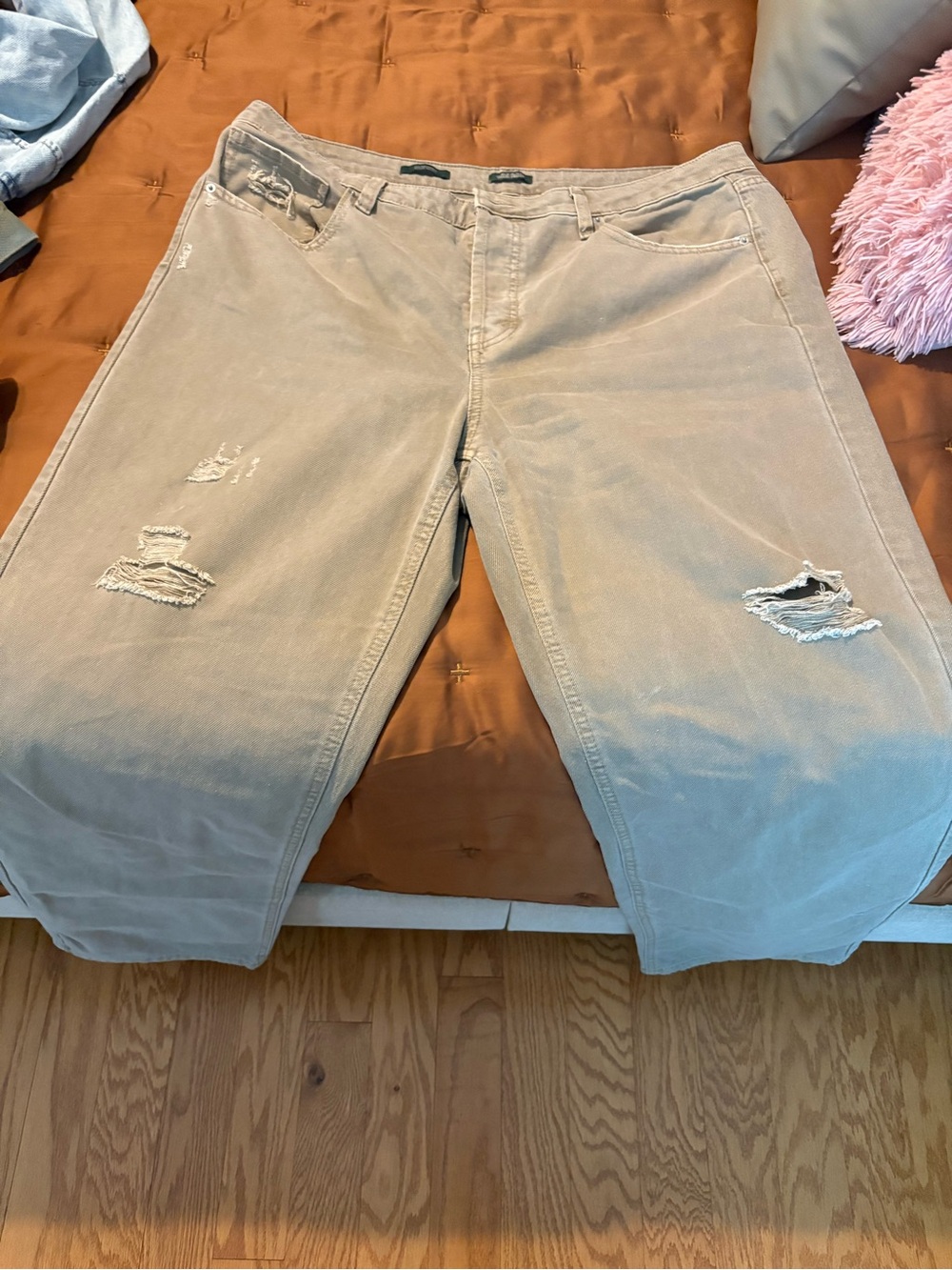 wild fable Beige Distressed Boyfriend Jeans